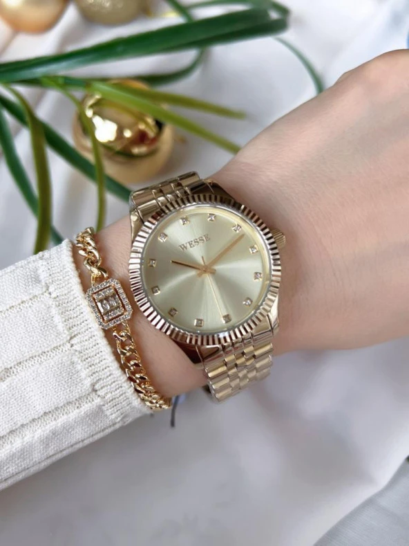 WWL.108809 Wesse Elite Çelik Kordon Kararmaz Renk Atmaz Bayan Kol Saati 30Mt Suya Dayanıklı+Bileklik - Resim 2