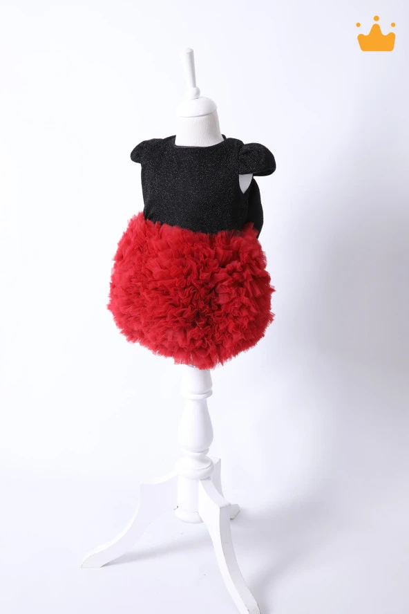 Babyhola Bayramlık Tütü Simli Kız Bebek Elbisesi Mickey Mini Mouse Kostümü Abiyesi Siyah - 5