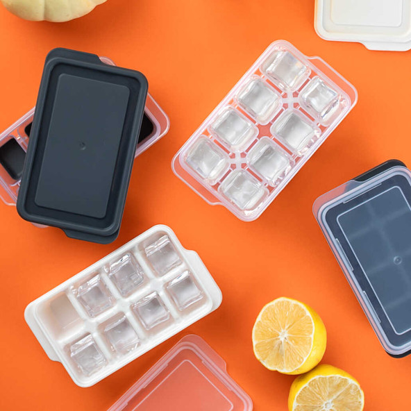 Porsima 16018 2 Adet Plastik Kapaklı 16 Hazneli Mini Buz Kalıbı-Kokteyl Sunum Buz Kalıbı Beyaz - 2