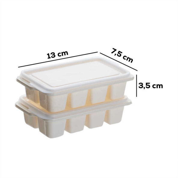 Porsima 16018 2 Adet Plastik Kapaklı 16 Hazneli Mini Buz Kalıbı-Kokteyl Sunum Buz Kalıbı Beyaz - 3