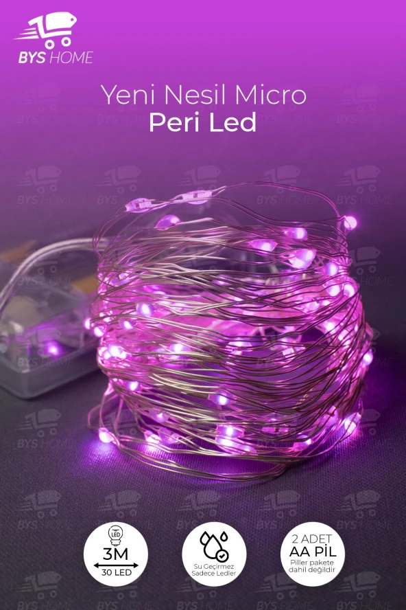 Peri Led 3 Metre Pilli Pembe Renk Dekoratif Aydınlatma