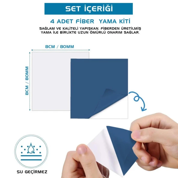 Argeus 4'lü Fiber Çanta Delik Tamir Yaması Lacivert - 2