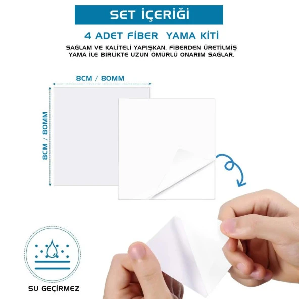 Argeus 4'lü Yapışkanlı Fiber Çadır Tamir Yaması Beyaz - 2