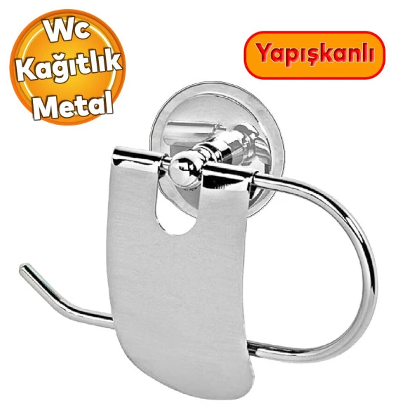 Yapışkanlı Tuvalet Kağıtlık Aparat Kapalı WC Kağıt Standı Bez Havluluk Paslanmaz Metal Sağlam Krom