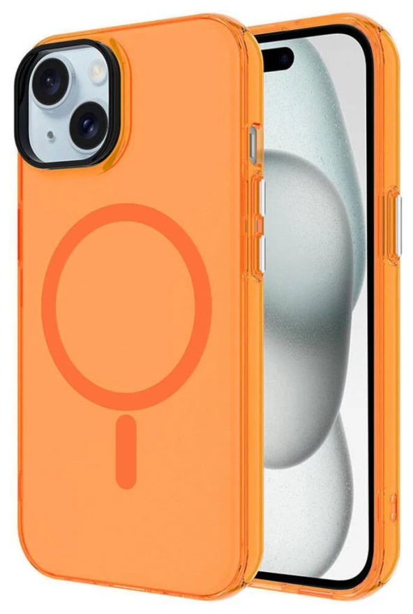 iPhone 15 Kılıf Magsafe Şarj Özellikli Buzlu Transparan C-Pro Sert Kapak