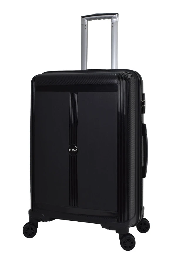 Elatae Premium Polipropilen Orta Boy Kırılmaz Valiz Siyah V303 - Resim 2