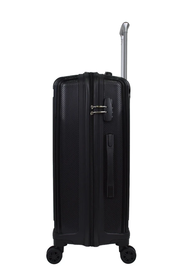 Elatae Premium Polipropilen Orta Boy Kırılmaz Valiz Siyah V303 - Resim 3