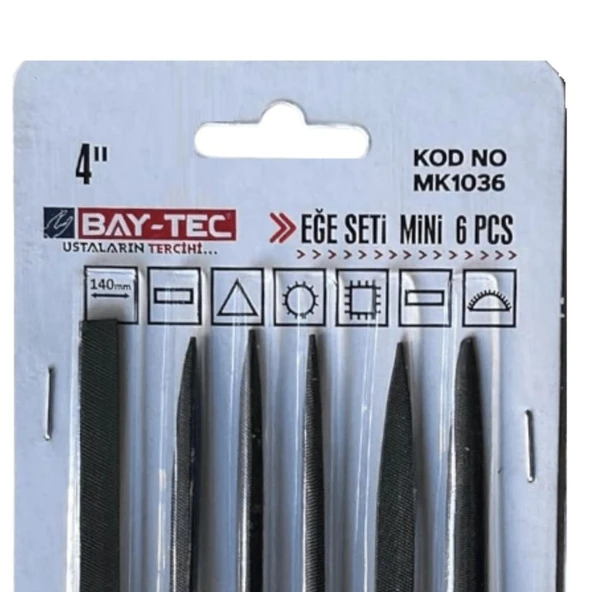Bay-Tec Mini Eğe Seti Takımı 6 Parça Uzunluk 160 mm - 2