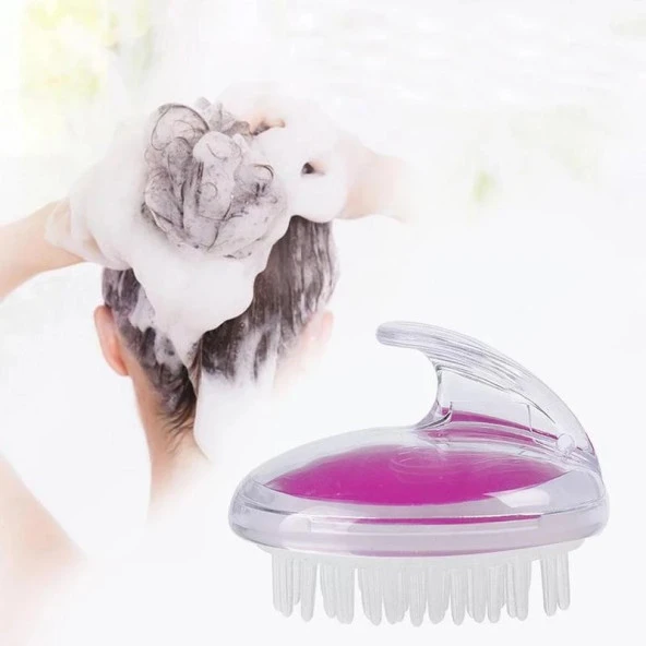 Adipa Xd İnce Uçlu Şampuan Hazneli Silikon Duş Fırçası - Saç Yıkama Masaj Aleti