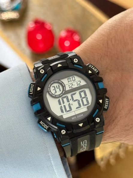 Erkek Kol Saati Dijital Su Geçirmez Genç Kol Saati SPEC000615 - Alarm, Kronometre, LED - 2