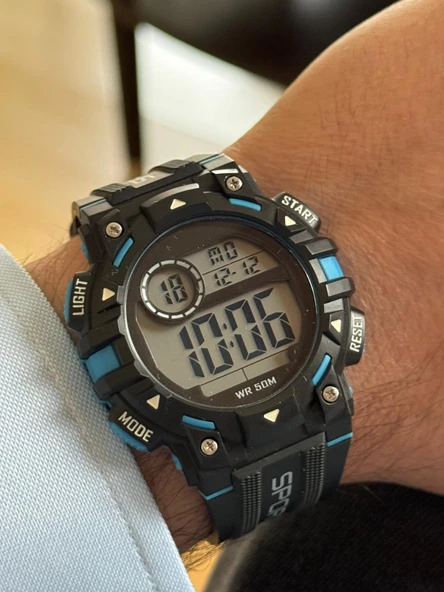 Erkek Kol Saati Dijital Su Geçirmez Genç Kol Saati SPEC000615 - Alarm, Kronometre, LED - 5