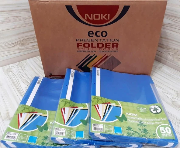 Noki Eco Telli Dosya Plastik Mavi 800 Adet 16 Paket (1 Koli) - 2