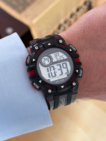 Erkek Kol Saati Dijital Su Geçirmez Genç Kol Saati SPEC000616 - Alarm, Kronometre, LED - 5