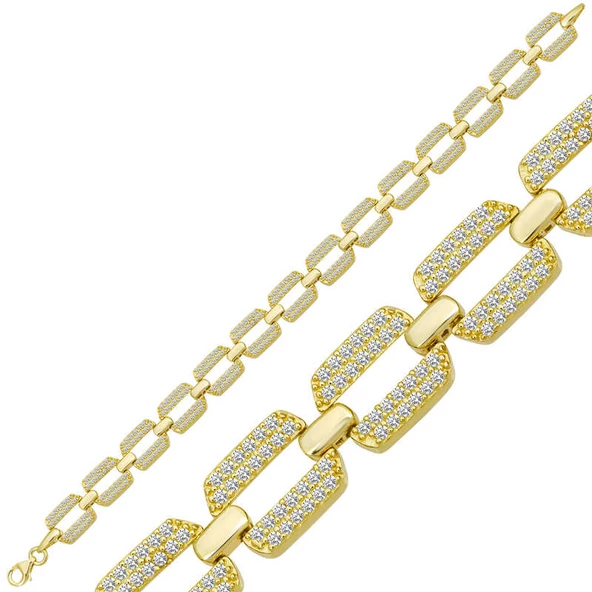 Gümüş Gold Zirkon Taşlı Kadın Bileklik  SL5070 ürün görseli