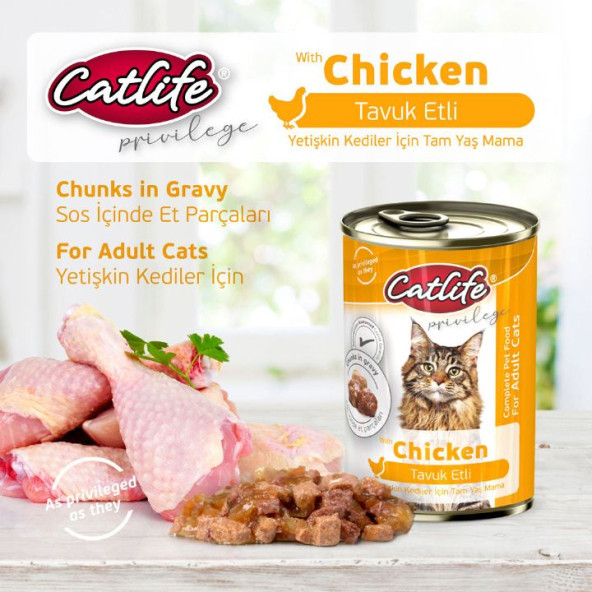 Catlife Tavuklu Kedi Konservesi 400 gr Yaş Kedi Maması Konserve - 2