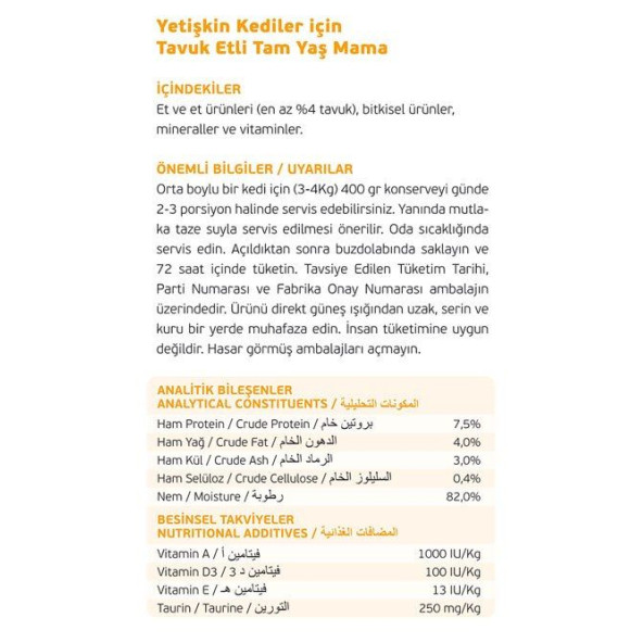 Catlife Tavuklu Kedi Konservesi 400 gr Yaş Kedi Maması Konserve - 3