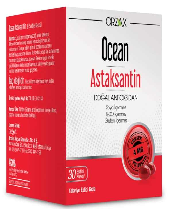 Orzax Ocean Astaksantin Kapsül 30 luk