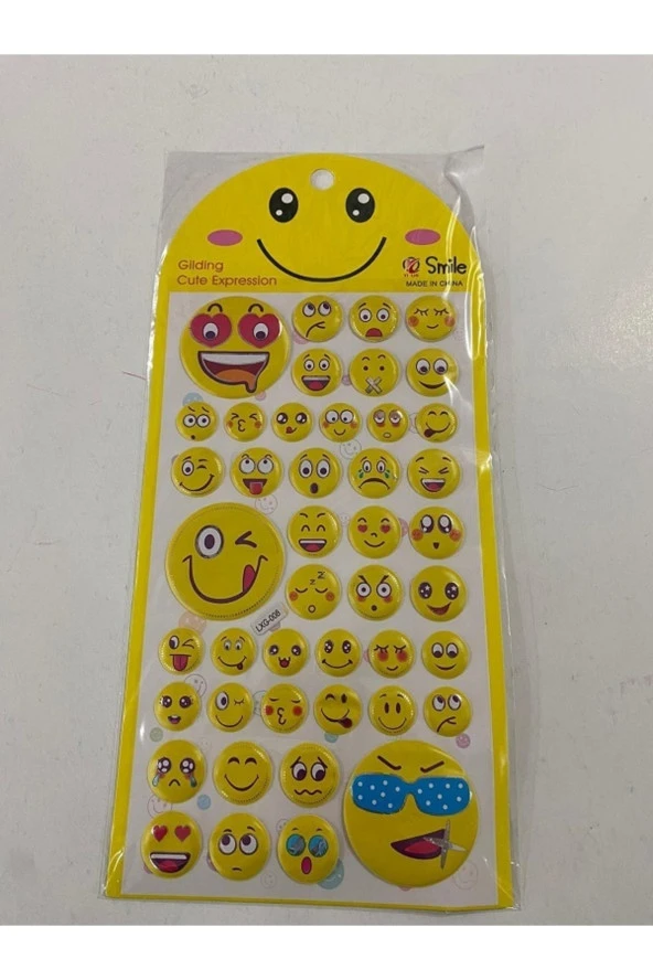 Gülen Yüz Emoji Beş Kabartmalı Lüks Sticker
