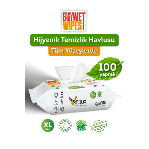 Vebox Easy Wet Wipes Yüzey Temizleme Havlusu (100 Yaprak)
