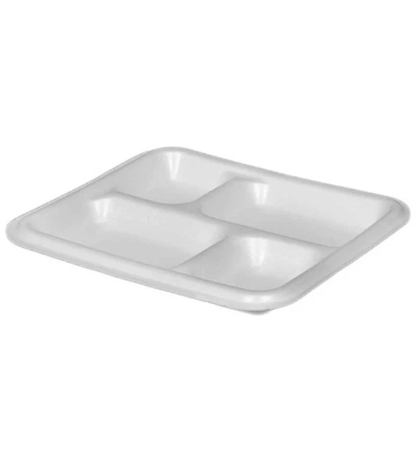 Dağyüce Tek Kullanımlık Köpük 4 Bölmeli Tabldot Köpük Tabak - 26.5x30 Cm. - 10 Adetlik 1 Paket - Resim 3