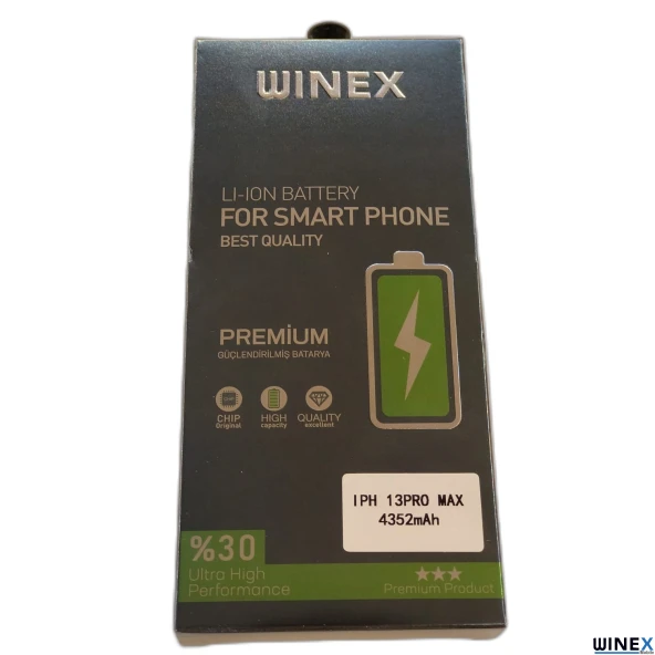 Winex İphone 13 Pro Max Uyumlu Güçlendirilmiş Premium Batarya