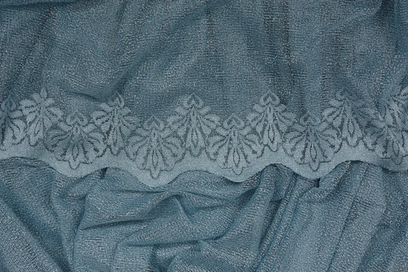 DAR ETEK MAVİ RENK TEK KANAT Hazır dikilmiş Pileli Fon Perde 75*260 cm - Resim 7