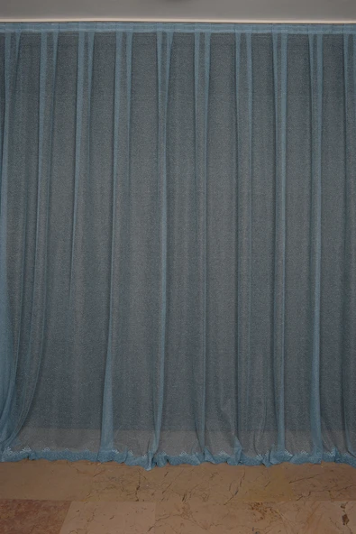 DAR ETEK MAVİ RENK TEK KANAT Hazır dikilmiş Pileli Fon Perde 75*260 cm - Resim 2