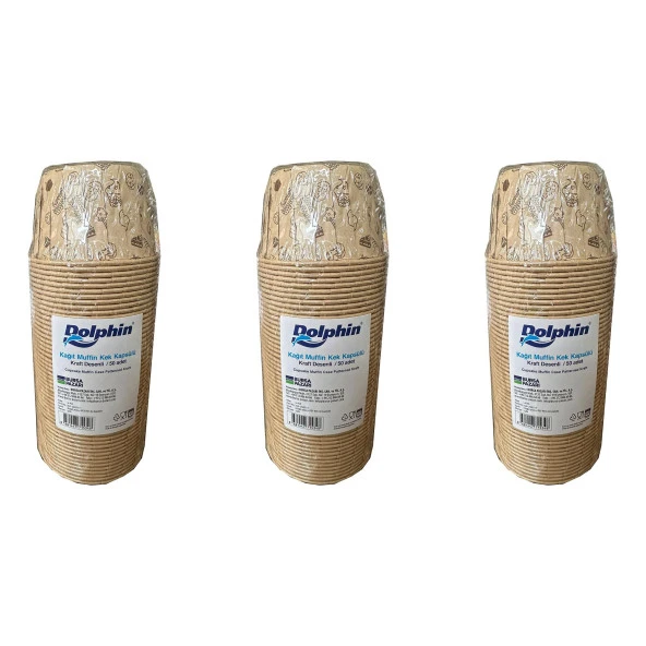 Dolphin Muffin Kağıt Karton Desenli Cupcake Kek Kalıbı Kapsülü Kabı - 50 Adetlik 3 Paket ürün görseli 1