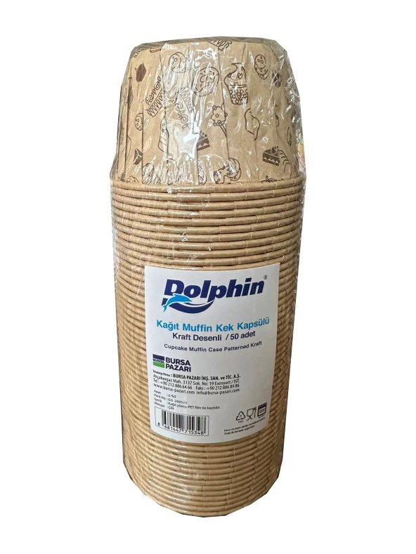 Dolphin Muffin Kağıt Karton Desenli Cupcake Kek Kalıbı Kapsülü Kabı - 50 Adetlik 3 Paket - Resim 2