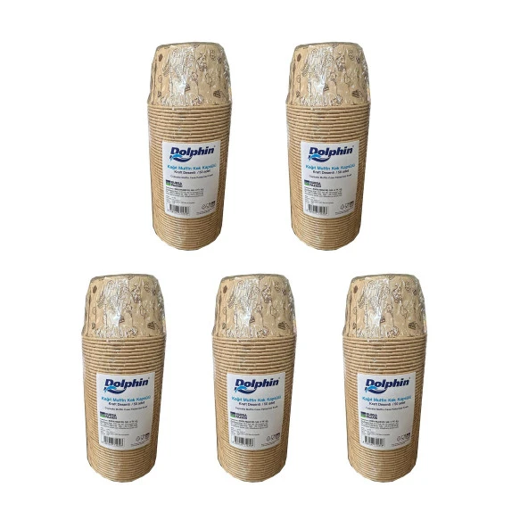 Dolphin Muffin Kağıt Karton Desenli Cupcake Kek Kalıbı Kapsülü Kabı - 50 Adetlik 5 Paket ürün görseli 1