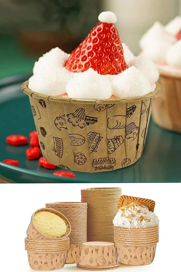 Dolphin Muffin Kağıt Karton Desenli Cupcake Kek Kalıbı Kapsülü Kabı - 50 Adetlik 5 Paket - Resim 3