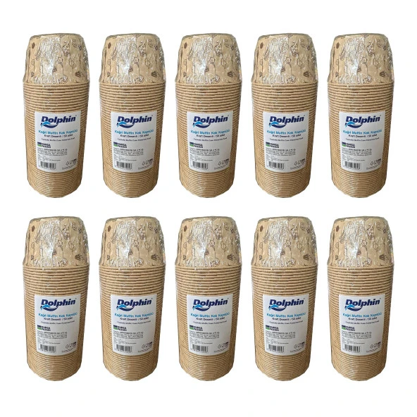 Dolphin Muffin Kağıt Karton Desenli Cupcake Kek Kalıbı Kapsülü Kabı - 50 Adetlik 10 Paket ürün görseli 1