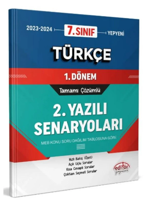 Editör 7. Sınıf Türkçe 1. Dönem Ortak Sınavı 2. Yazılı Senaryoları Tamamı Çözümlü