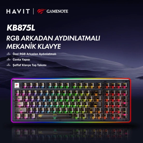 Havit Gamenote KB884L RGB Gaming Mekanik Klavye - 3