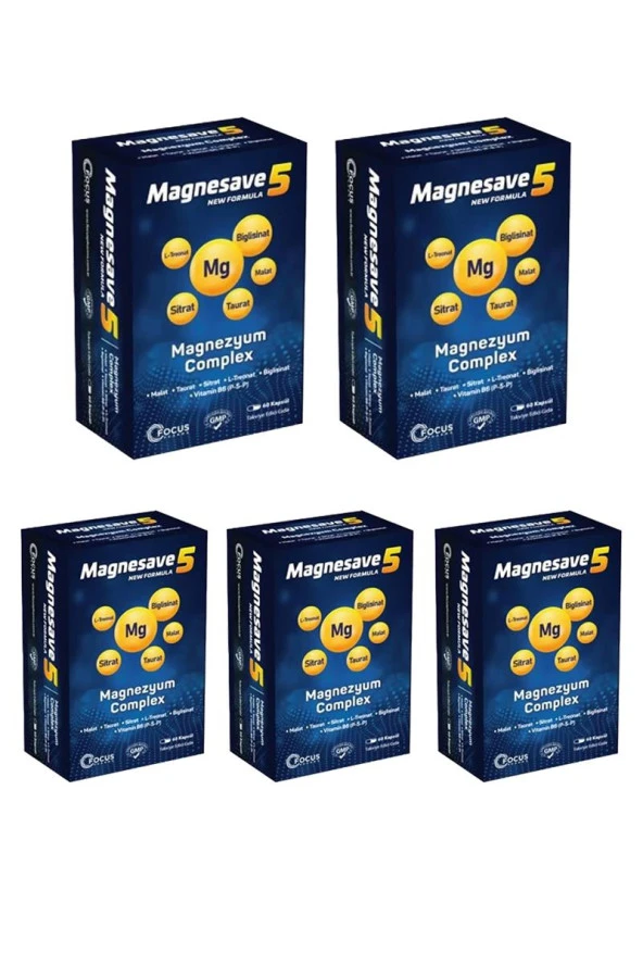 Magnesave5 Magnezyum Complex 60 kapsül x5