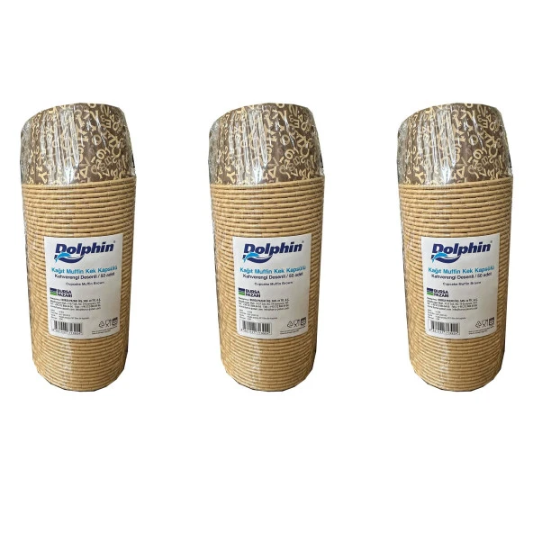 Dolphin Muffin Kağıt Karton Yazı Desenli Cupcake Kek Kalıbı Kapsülü Kabı - 50 Adetlik 3 Paket ürün görseli 1