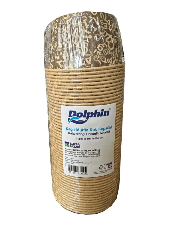 Dolphin Muffin Kağıt Karton Yazı Desenli Cupcake Kek Kalıbı Kapsülü Kabı - 50 Adetlik 3 Paket - Resim 2
