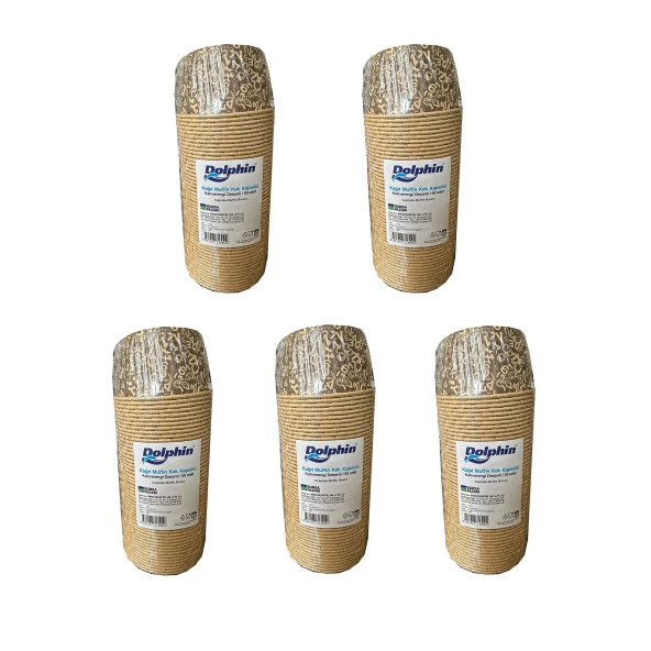 Dolphin Muffin Kağıt Karton Yazı Desenli Cupcake Kek Kalıbı Kapsülü Kabı - 50 Adetlik 5 Paket ürün görseli 1