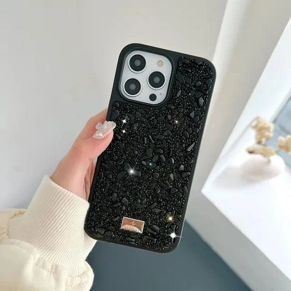 İphone 15 Pro Max Sw Taşlı Premium Lüx Silikon Cep Telefonu Kılıfı - Resim 3