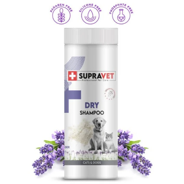 Supravet Dry Shampoo Lavanta Özlü Kedi ve Köpek Toz Şampuan 150 Ml ürün görseli 1