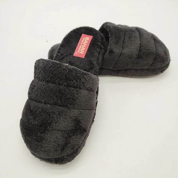 Yatay Dikişli Pofuduk Kadın Terlik Siyah Renk - 10