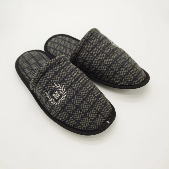 Haki Renk Kare Desenli Erkek Terlik - 6