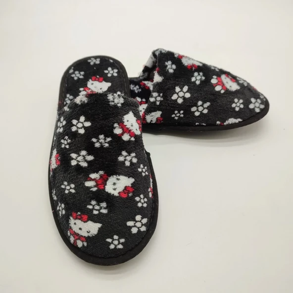 Kedi Desenli Siyah Renk Kadın Terlik - 12