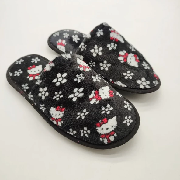 Kedi Desenli Siyah Renk Kadın Terlik - 6