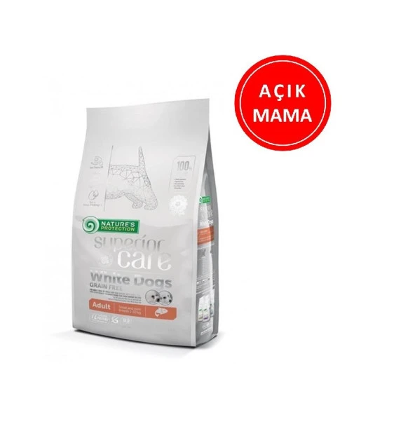 Natures Protection Superior Care Beyaz Tüylü Küçük Irk Somonlu Yetişkin Köpek Maması 1 Kg AÇIK