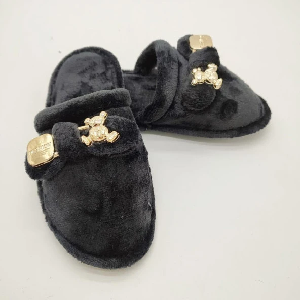 Ayıcık Papyonlu Model Kadın Terlik Siyah Renk - 3