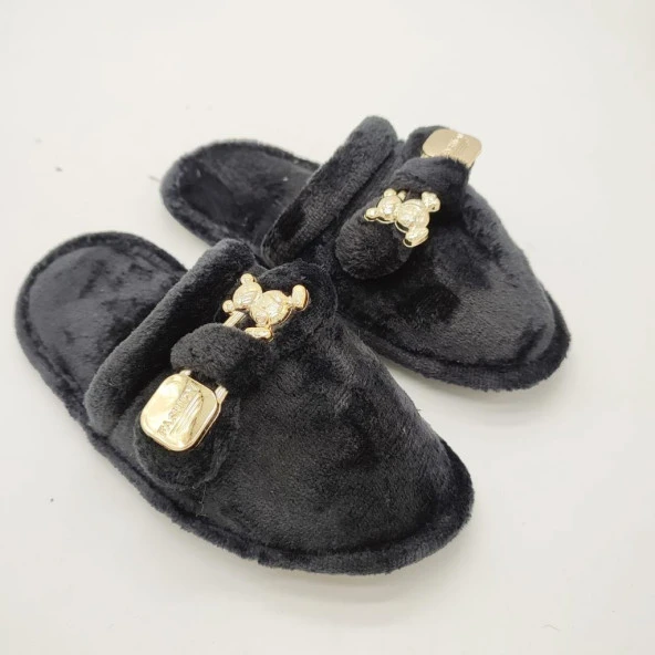 Ayıcık Papyonlu Model Kadın Terlik Siyah Renk - 6