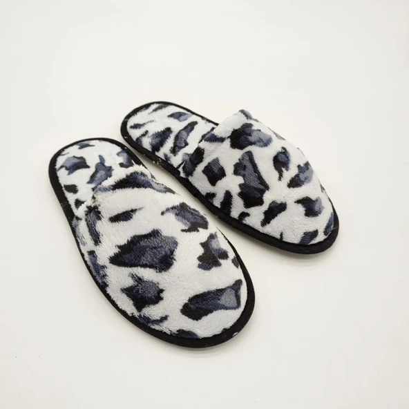 Gri Renk Siyah Desenli Kadın Terlik - 9