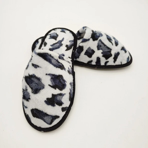 Gri Renk Siyah Desenli Kadın Terlik - 6