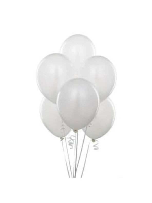 Party Marty Metalik Beyaz Balon 100Lü
